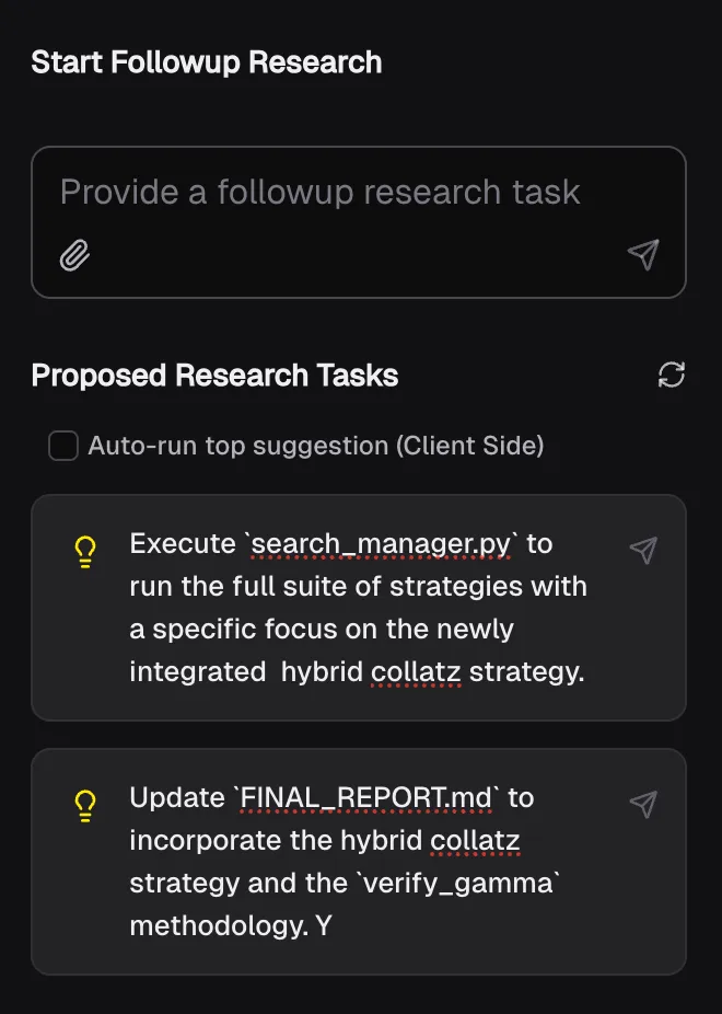 User Interface for a continuous research loop based on